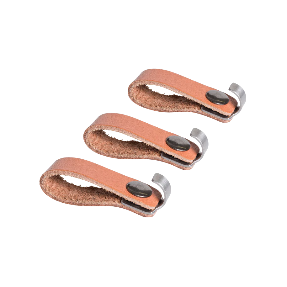 Set de 3 crochets en inox et cuir - Image 2
