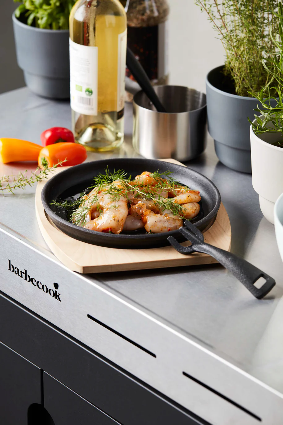 Poêle à griller en fonte avec sous-plat en bambou - Image 4